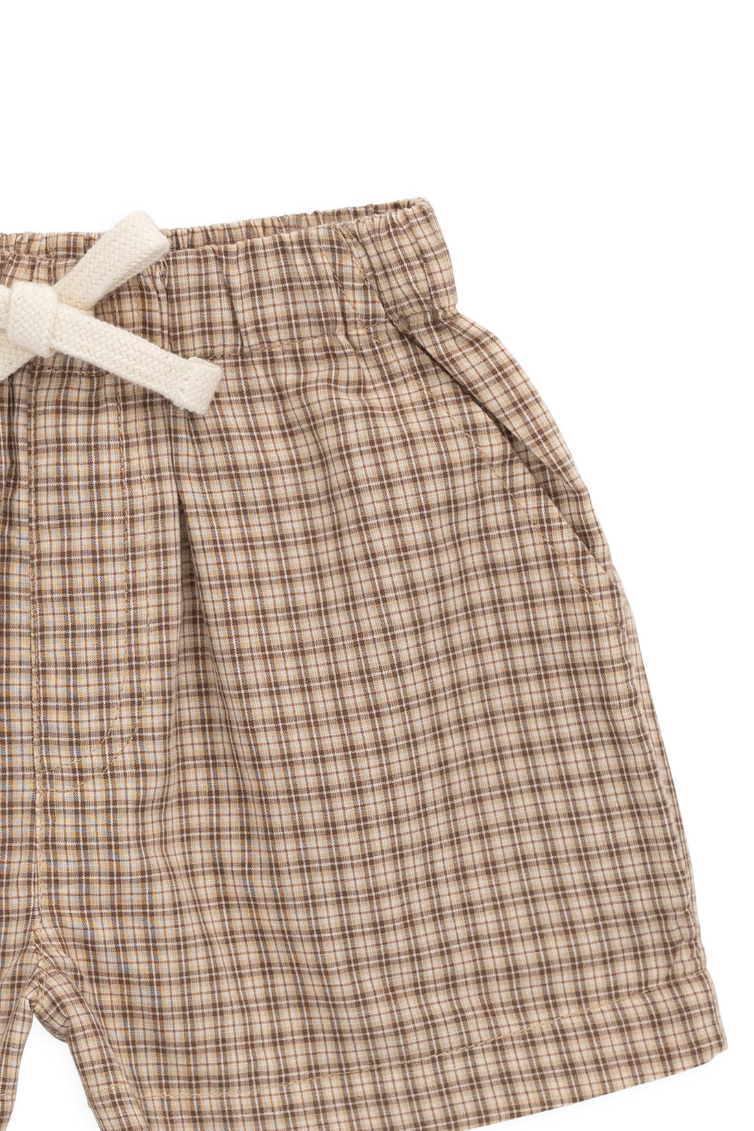 Organic Cotton Louis Short - Cabin Check Cocoa Childrens Shorts from Jamie Kay NZ