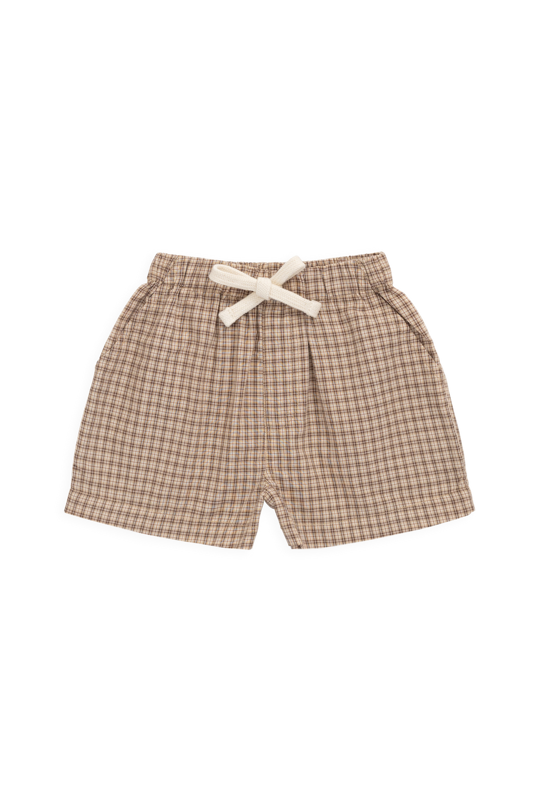 Organic Cotton Louis Short - Cabin Check Cocoa Childrens Shorts from Jamie Kay NZ