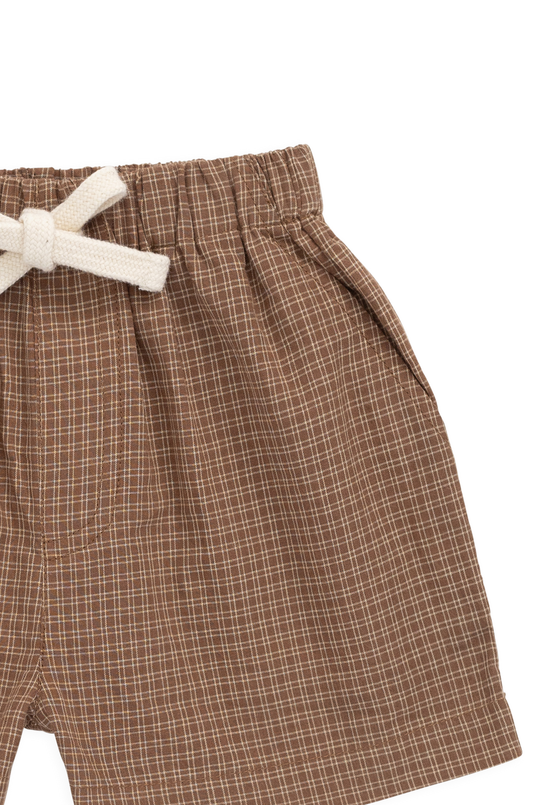 Organic Cotton Louis Short - Double Windowpane Check Oud/Hay Childrens Shorts from Jamie Kay NZ