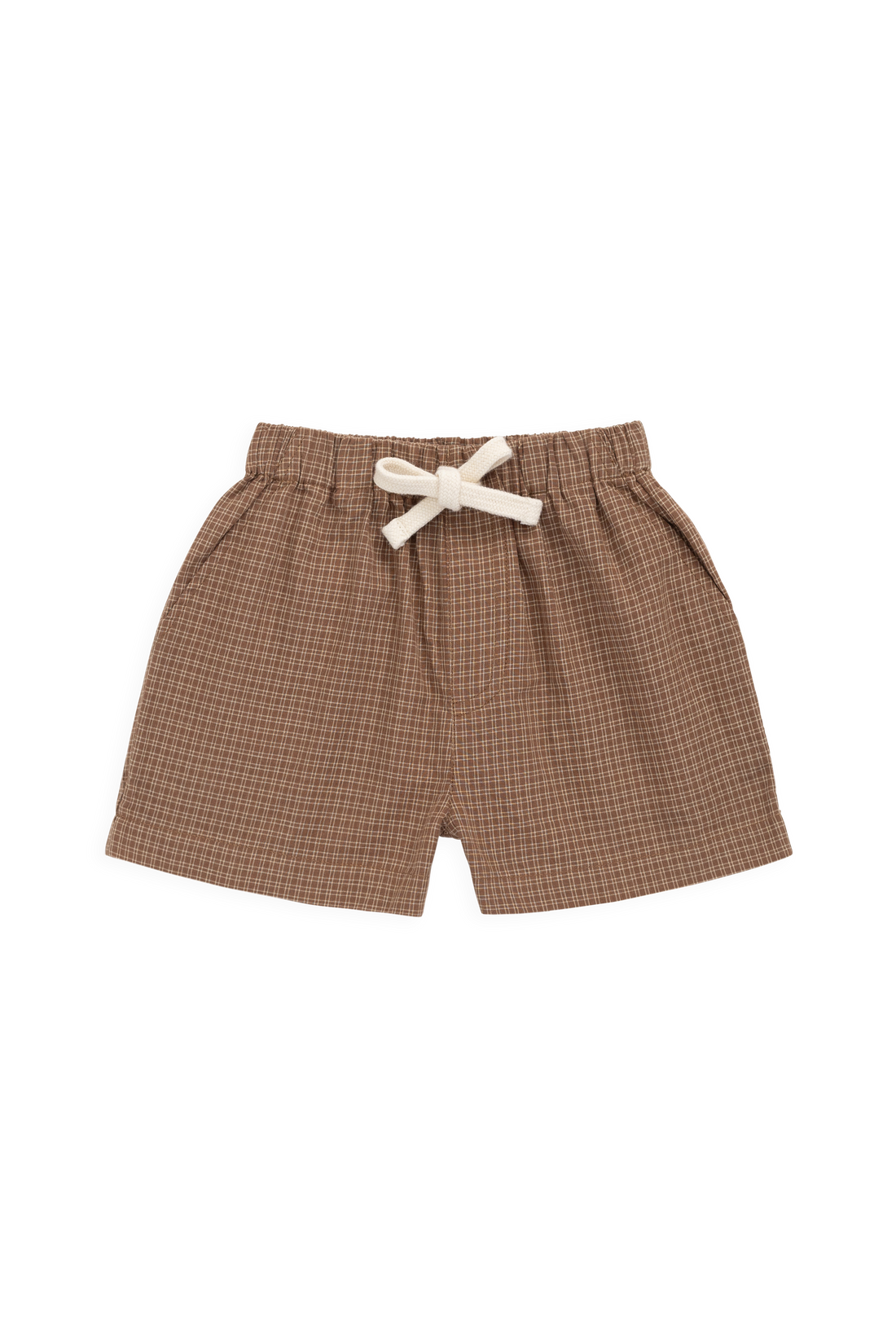 Organic Cotton Louis Short - Double Windowpane Check Oud/Hay Childrens Shorts from Jamie Kay NZ