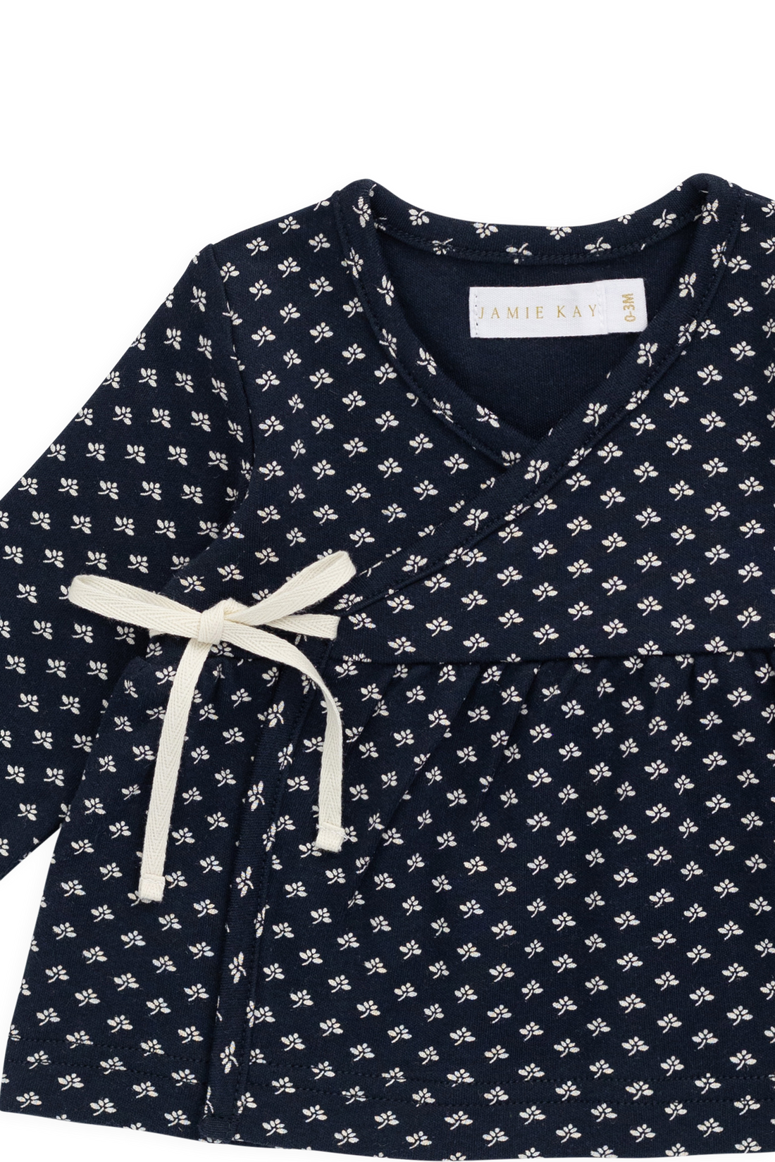 Organic Cotton Petal Wrap Top - Lisa Petite Indigo Childrens Top from Jamie Kay NZ