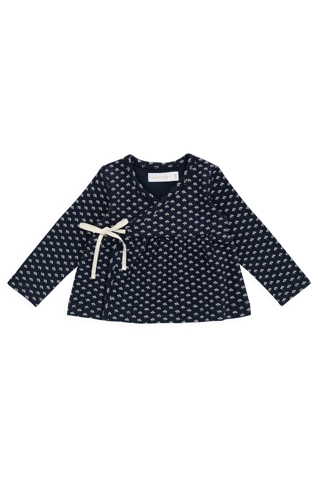 Organic Cotton Petal Wrap Top - Lisa Petite Indigo Childrens Top from Jamie Kay NZ