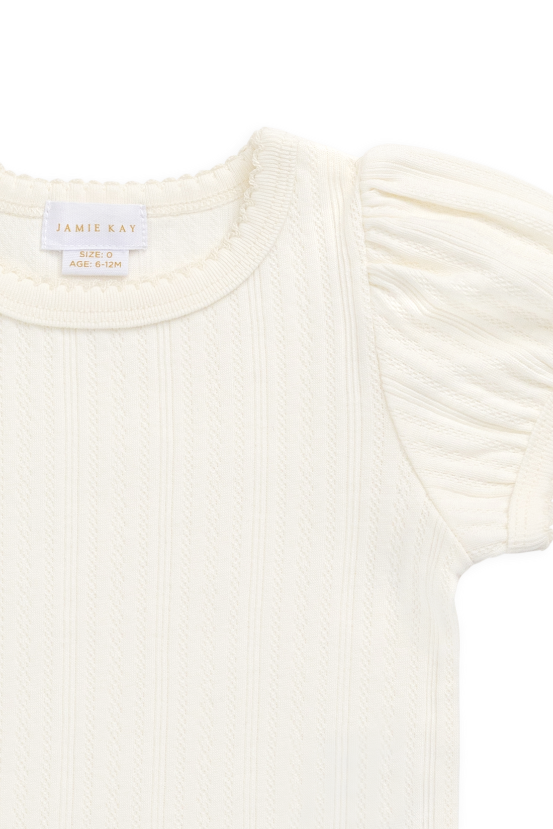 Organic Cotton Pointelle Rhea Top - Parchment Childrens Top from Jamie Kay NZ