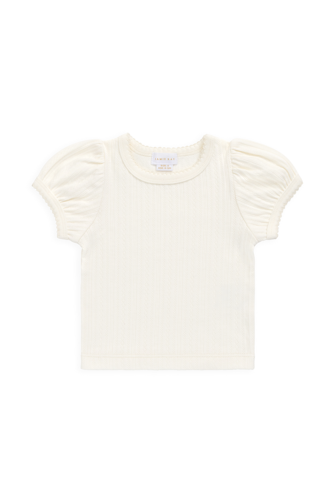 Organic Cotton Pointelle Rhea Top - Parchment Childrens Top from Jamie Kay NZ