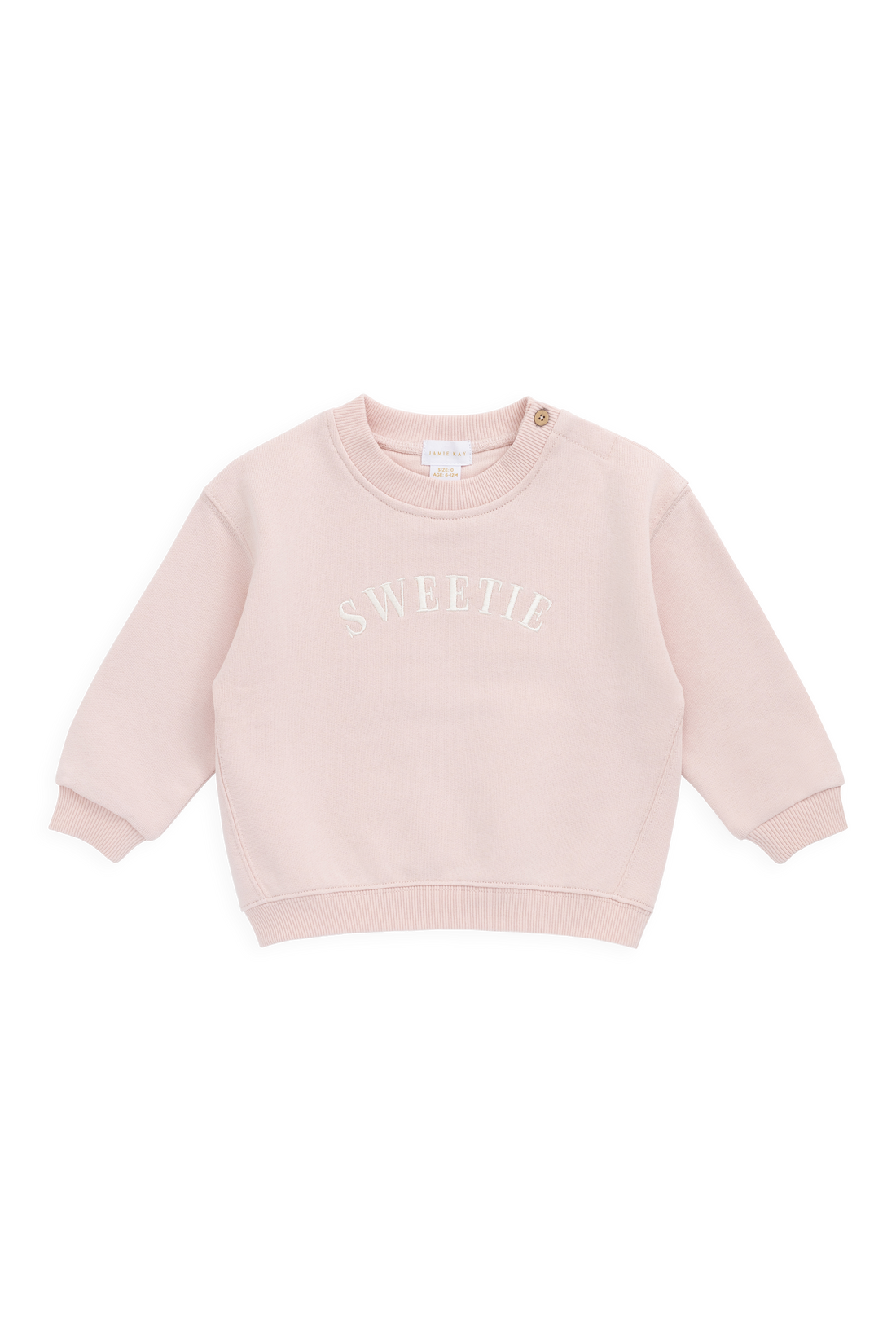 Organic Cotton Rhea Sweatshirt - Cloud Pink Sweetie Childrens Sweatshirt from Jamie Kay NZ