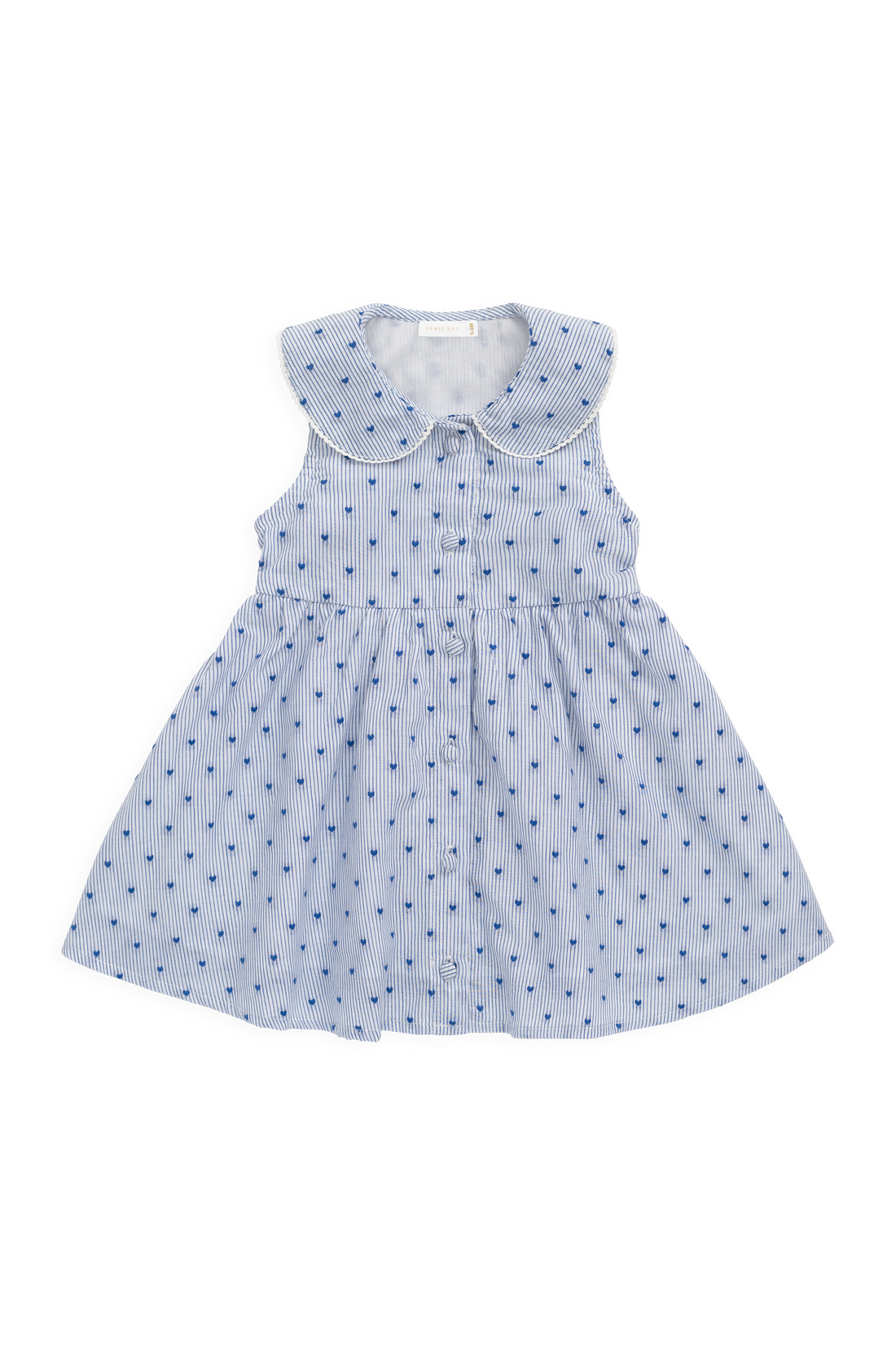 Organic Cotton Wisteria Dress - Mon Amour Stripe Indigo Childrens Dress from Jamie Kay NZ