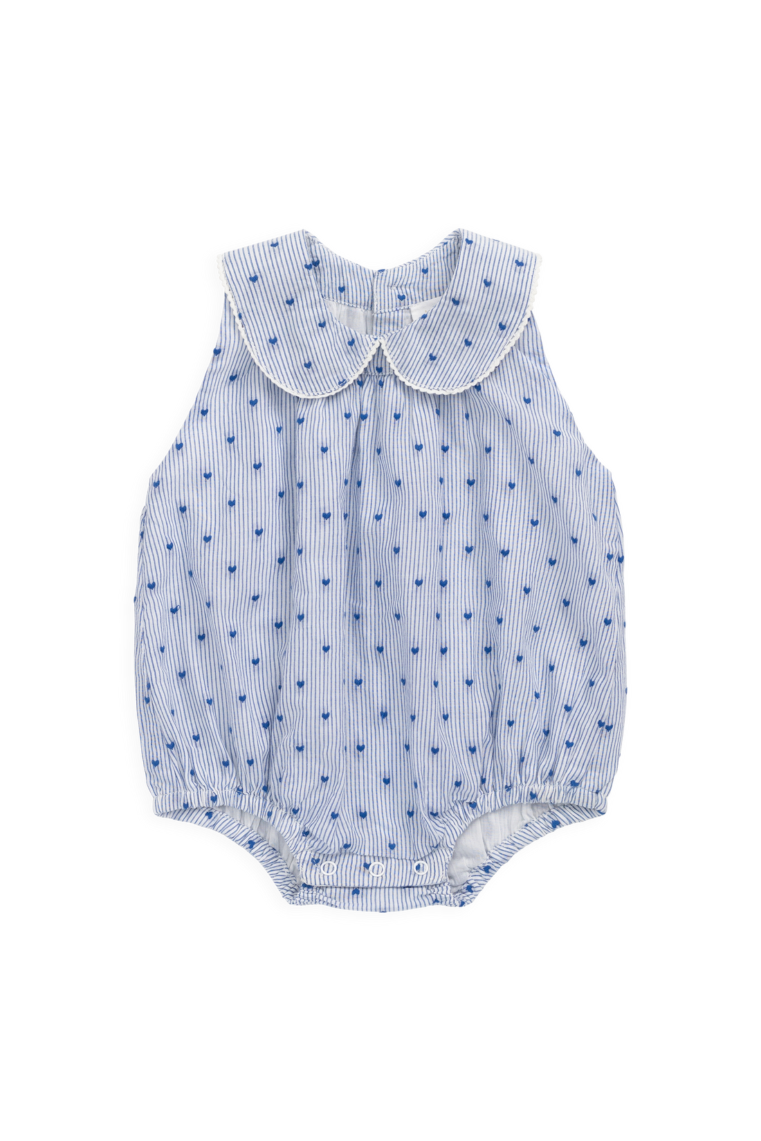 Organic Cotton Wisteria Playsuit - Mon Amour Stripe Indigo Childrens Playsuit from Jamie Kay NZ