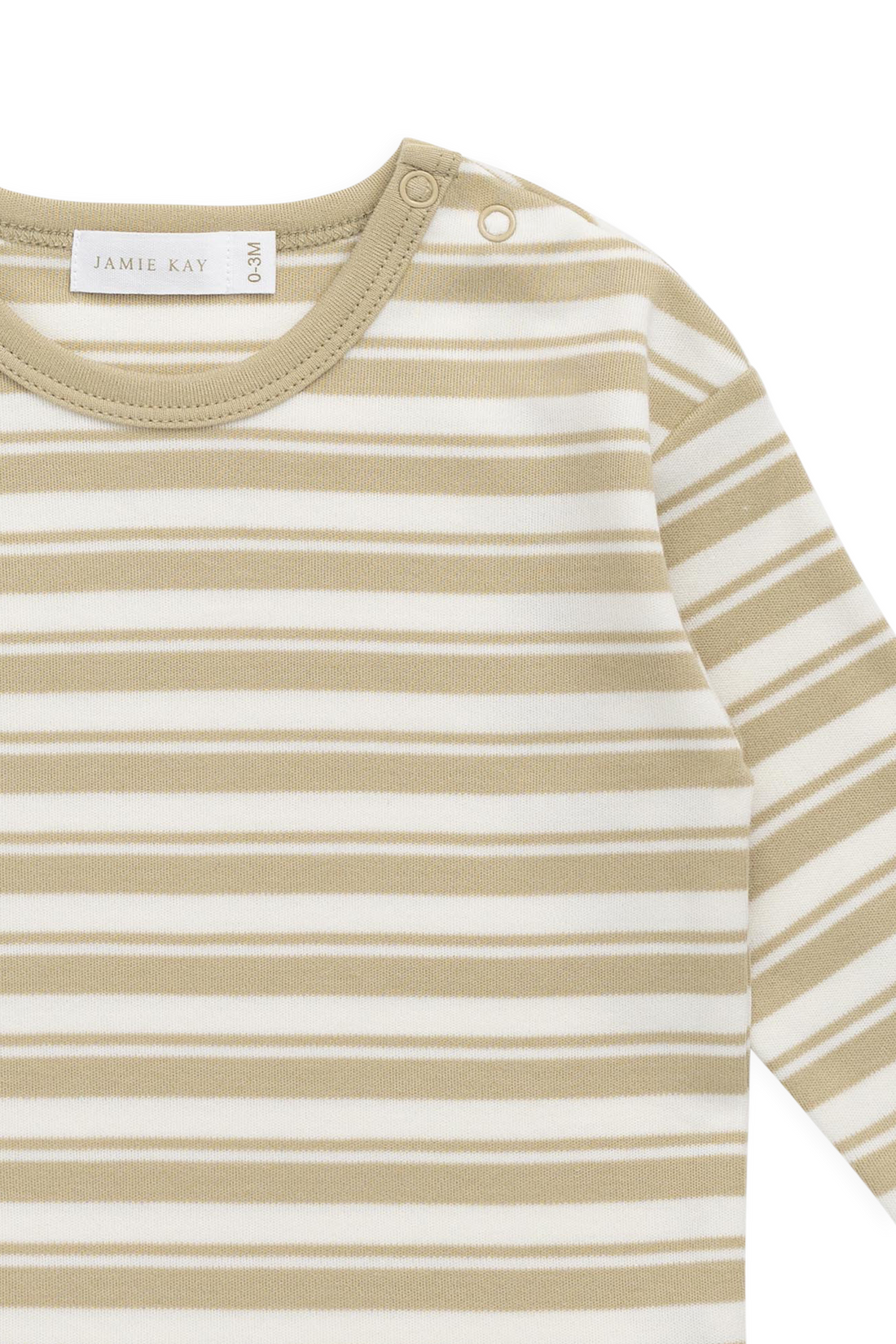 Pima Cotton Arnold Long Sleeve Top - Double Stripe Hay/Cloud Childrens Top from Jamie Kay NZ