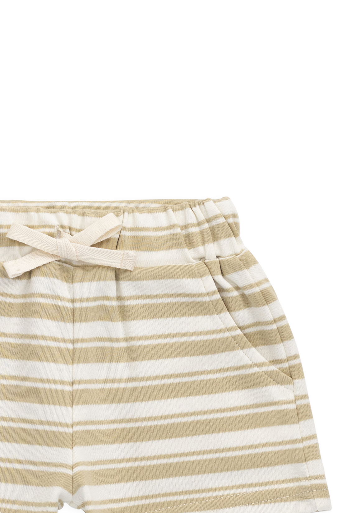 Pima Cotton Wesley Short - Double Stripe Hay/Cloud Childrens Shorts from Jamie Kay NZ