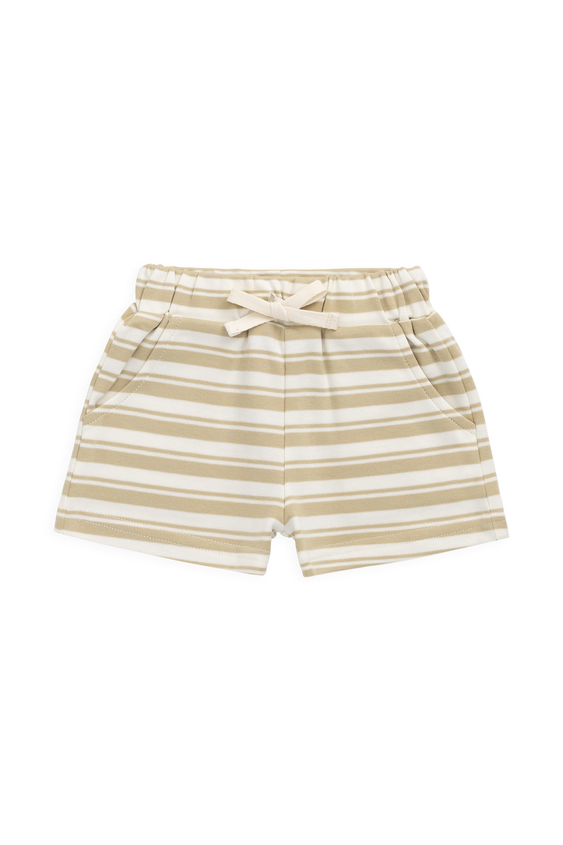 Pima Cotton Wesley Short - Double Stripe Hay/Cloud Childrens Shorts from Jamie Kay NZ