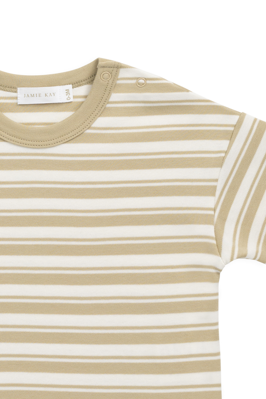 Pima Cotton Wesley Tee - Double Stripe Hay/Cloud Childrens Top from Jamie Kay NZ