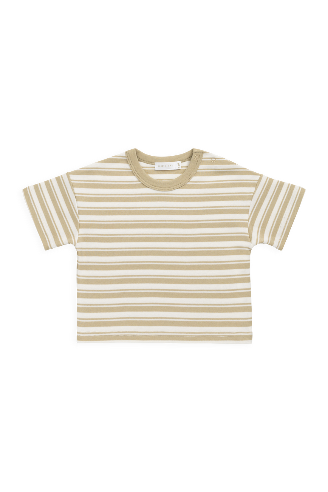 Pima Cotton Wesley Tee - Double Stripe Hay/Cloud Childrens Top from Jamie Kay NZ