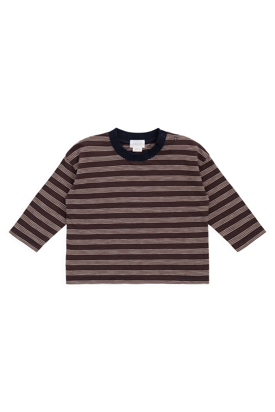Slub Cotton Iver Long Sleeve Tee - Regal Stripe Childrens Top from Jamie Kay NZ