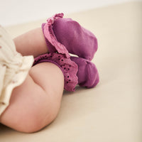Frill Ankle Sock - Berry Jam Childrens Sock from Jamie Kay NZ