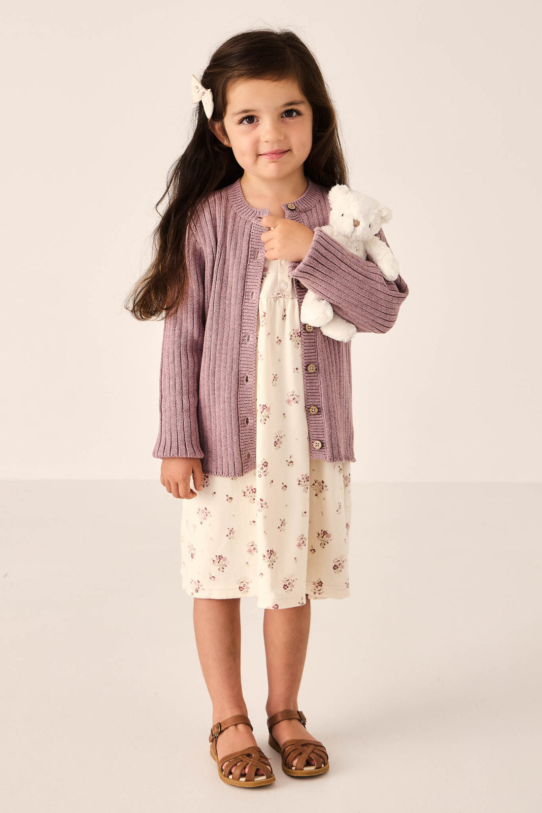 Organic Cotton Sienna Dress - Lauren Floral Tofu Childrens Dress from Jamie Kay NZ