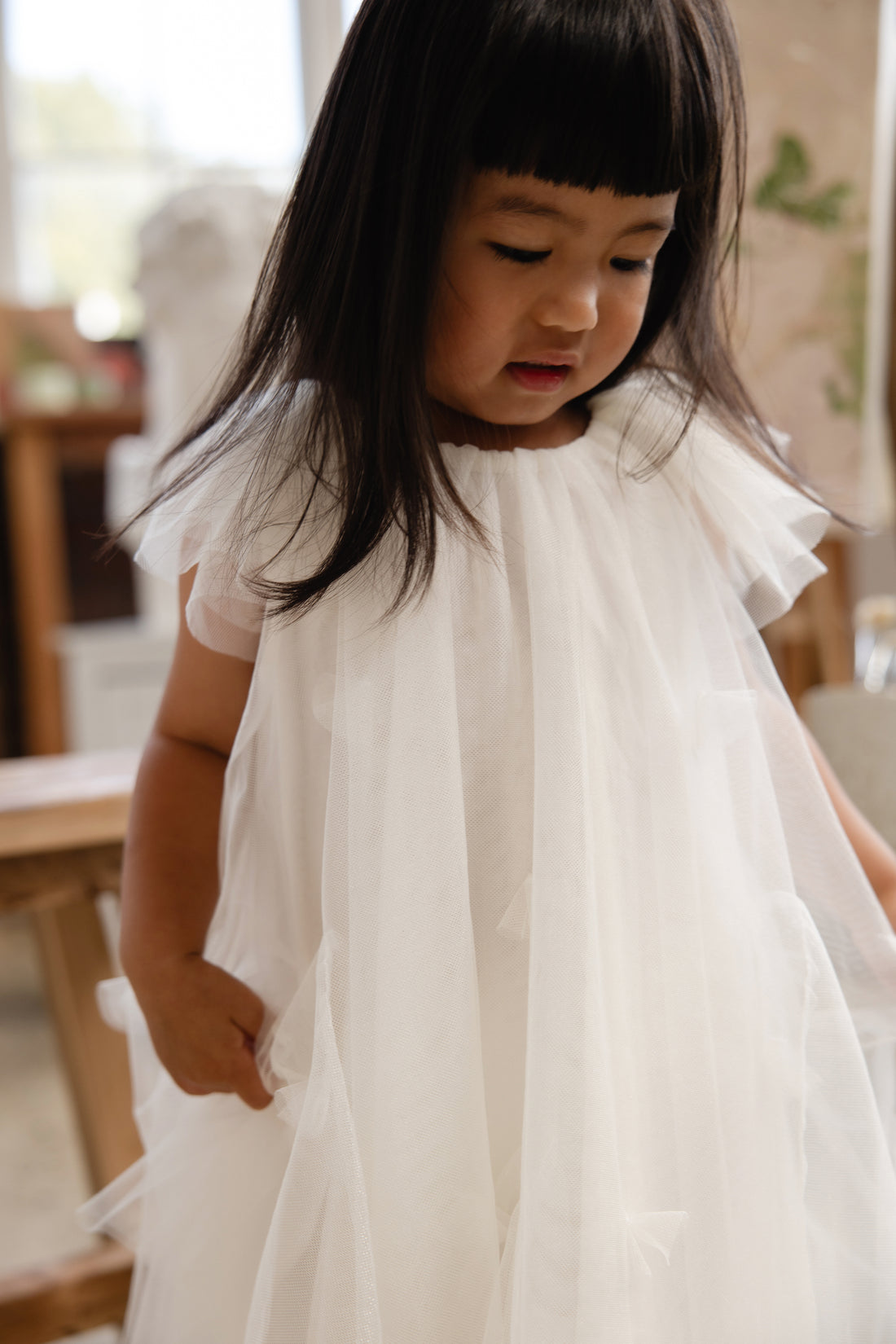 Rhea Tulle Dress - Parchment Childrens Dress from Jamie Kay NZ
