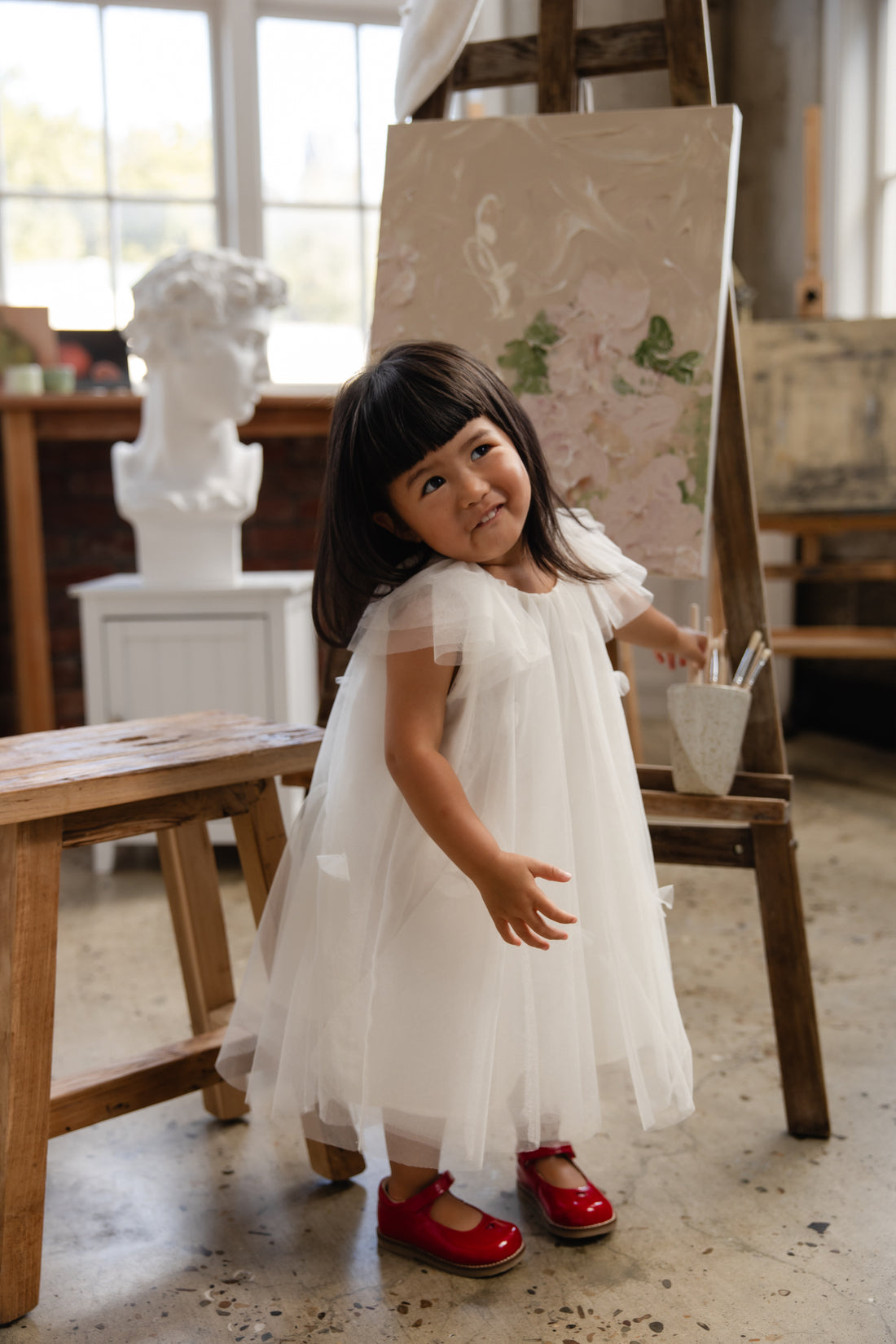 Rhea Tulle Dress - Parchment Childrens Dress from Jamie Kay NZ