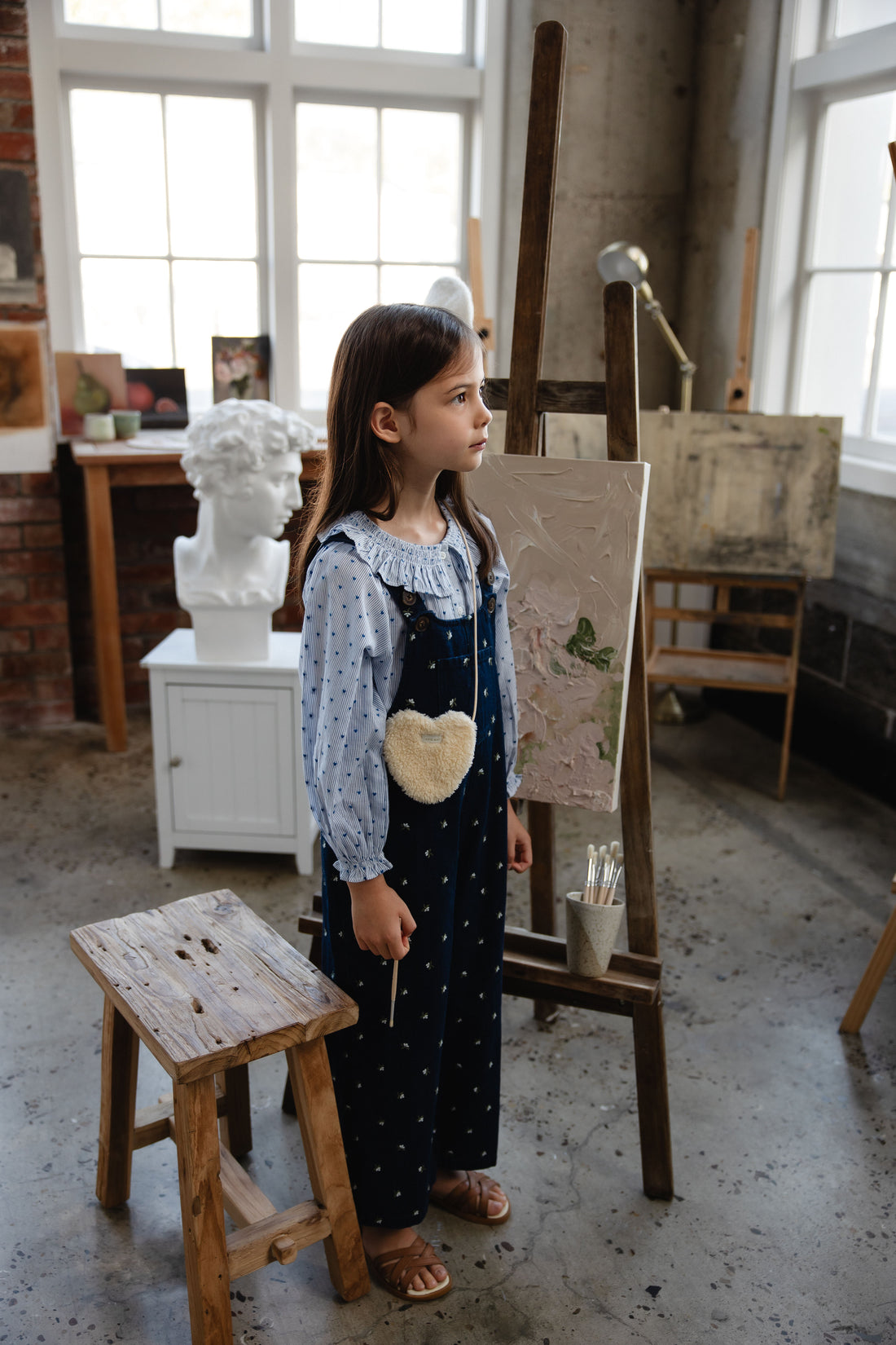 Organic Cotton Bellamy Blouse - Mon Amour Stripe Indigo Childrens Top from Jamie Kay NZ