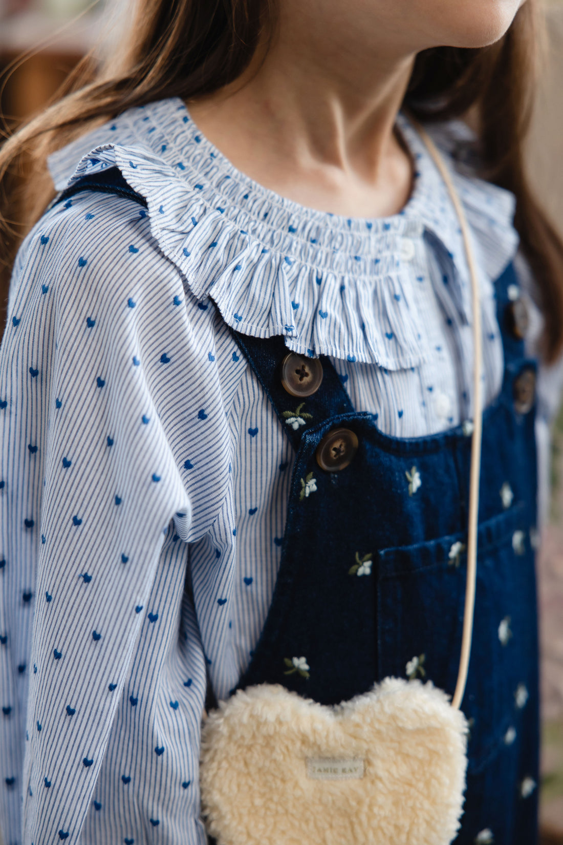 Organic Cotton Bellamy Blouse - Mon Amour Stripe Indigo Childrens Top from Jamie Kay NZ