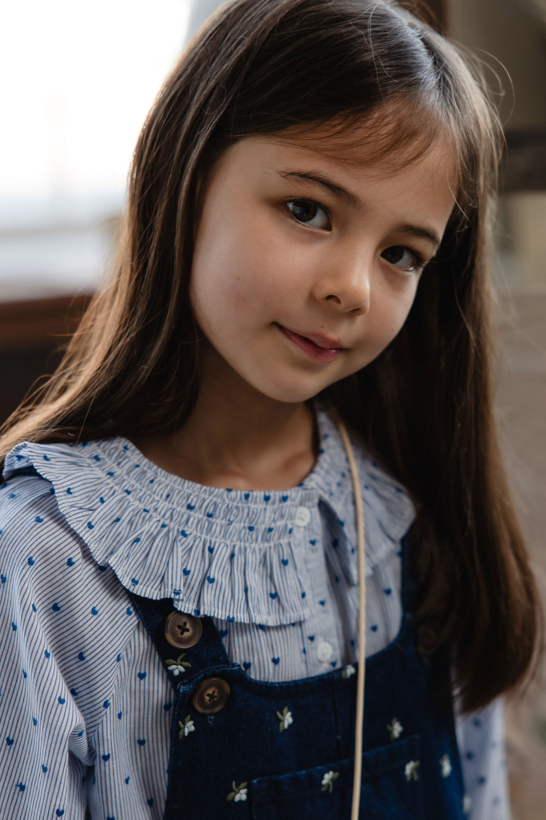 Organic Cotton Bellamy Blouse - Mon Amour Stripe Indigo Childrens Top from Jamie Kay NZ