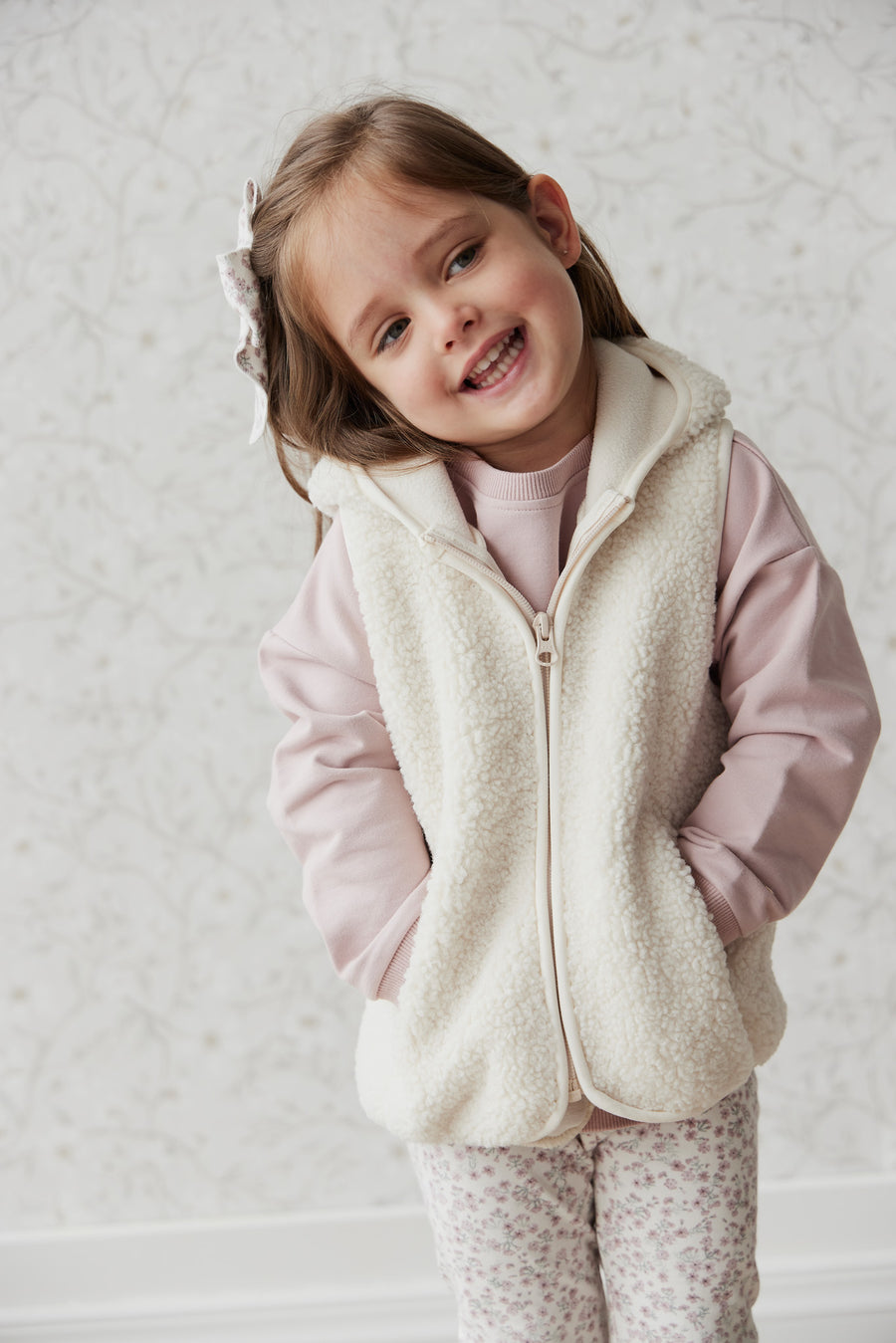 Kai Recycled Polyester Sherpa Vest - Natural Childrens Vest from Jamie Kay NZ