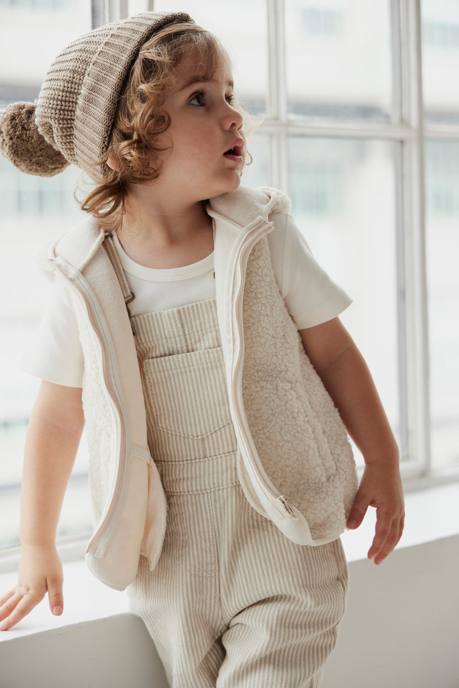 Kai Recycled Polyester Sherpa Vest - Natural Childrens Vest from Jamie Kay NZ