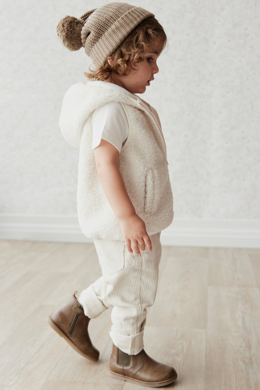 Kai Recycled Polyester Sherpa Vest - Natural Childrens Vest from Jamie Kay NZ