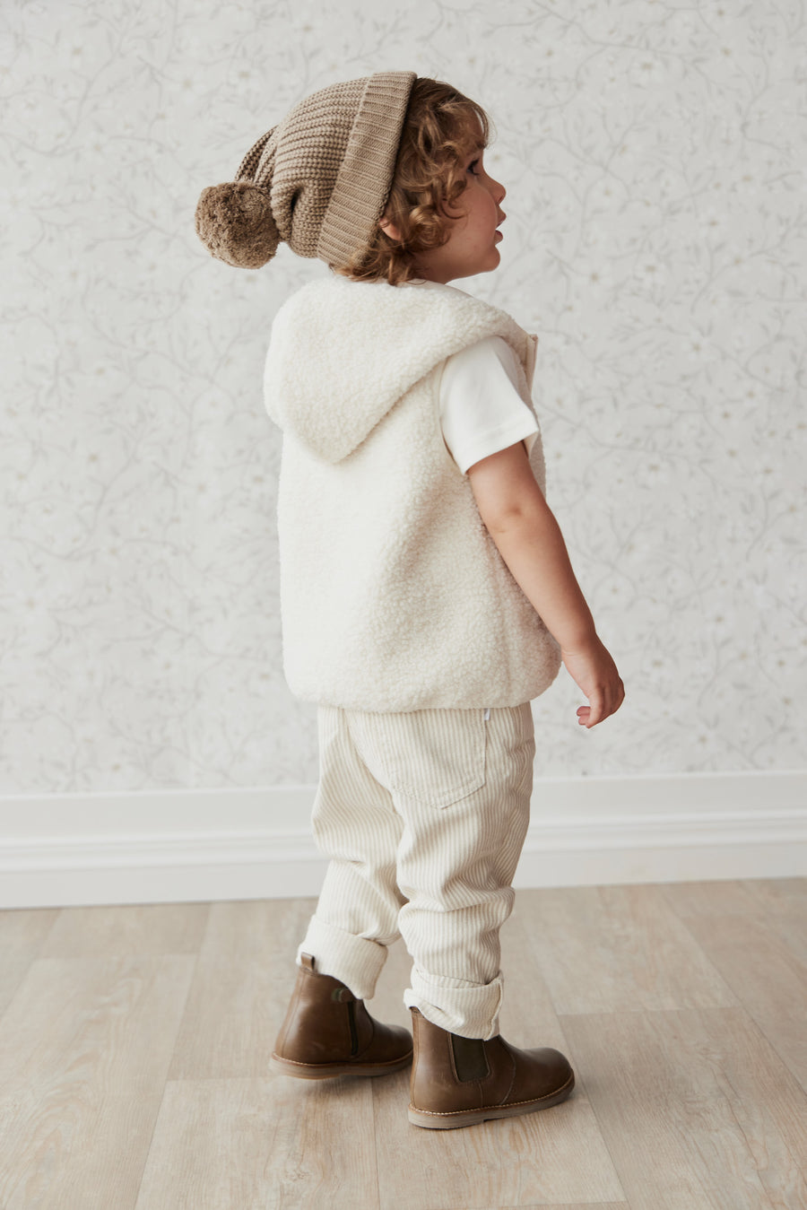 Kai Recycled Polyester Sherpa Vest - Natural Childrens Vest from Jamie Kay NZ