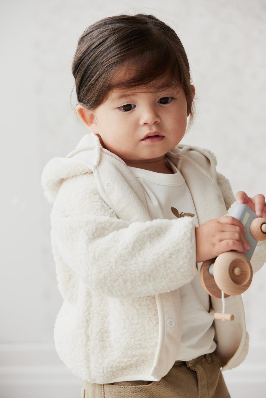 Tatum Recycled Polyester Sherpa Jacket - Natural Childrens Jacket from Jamie Kay NZ