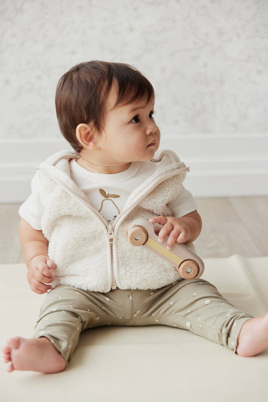 Kai Recycled Polyester Sherpa Vest - Natural Childrens Vest from Jamie Kay NZ