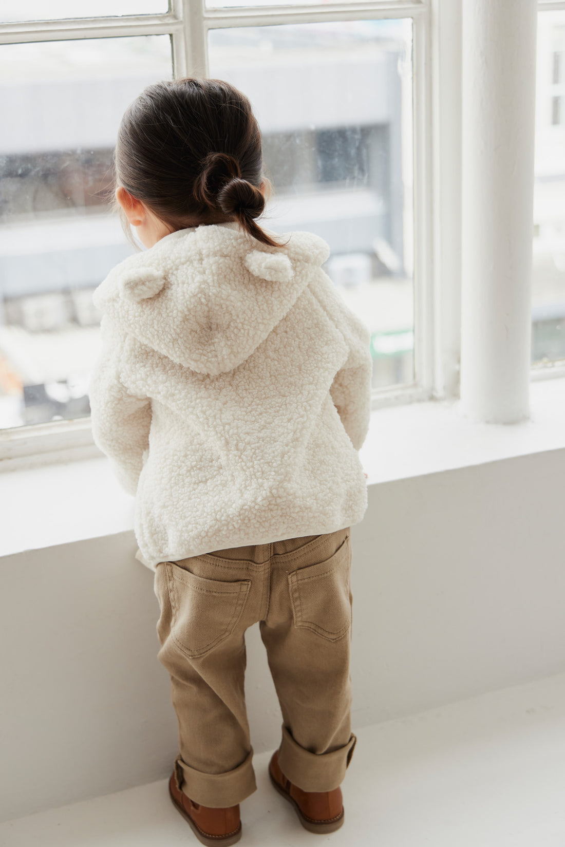 Tatum Recycled Polyester Sherpa Jacket - Natural Childrens Jacket from Jamie Kay NZ