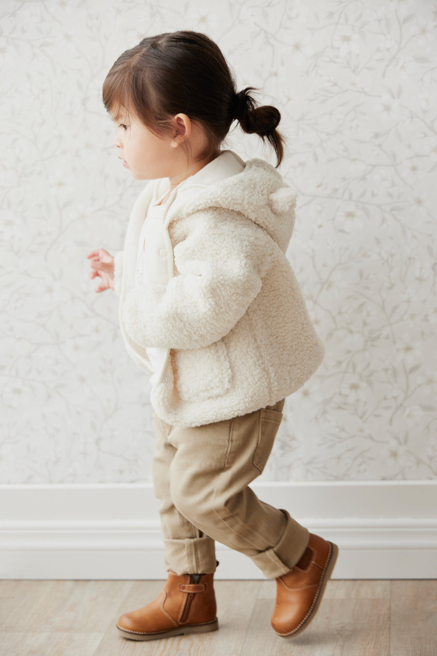 Tatum Recycled Polyester Sherpa Jacket - Natural Childrens Jacket from Jamie Kay NZ