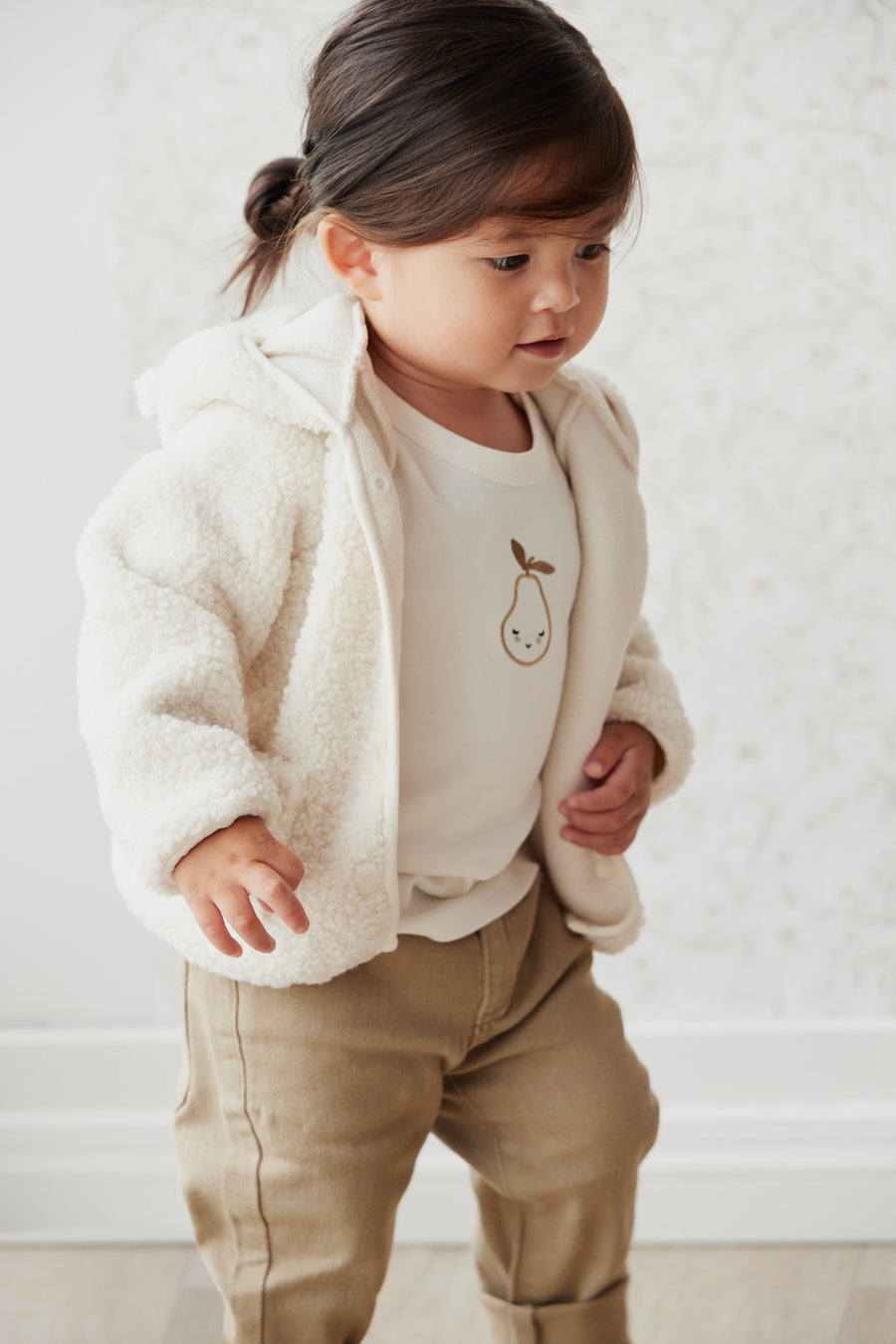 Tatum Recycled Polyester Sherpa Jacket - Natural Childrens Jacket from Jamie Kay NZ