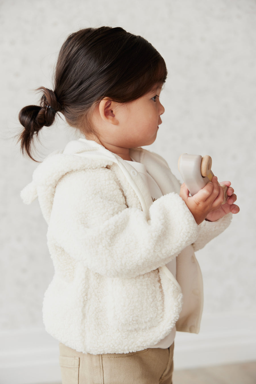 Tatum Recycled Polyester Sherpa Jacket - Natural Childrens Jacket from Jamie Kay NZ