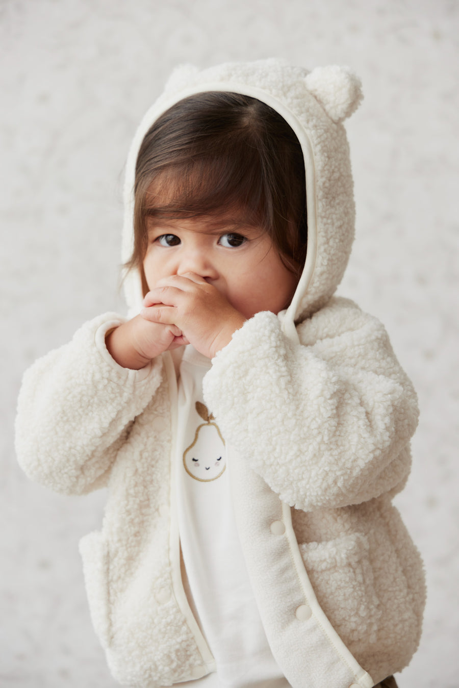 Tatum Recycled Polyester Sherpa Jacket - Natural Childrens Jacket from Jamie Kay NZ