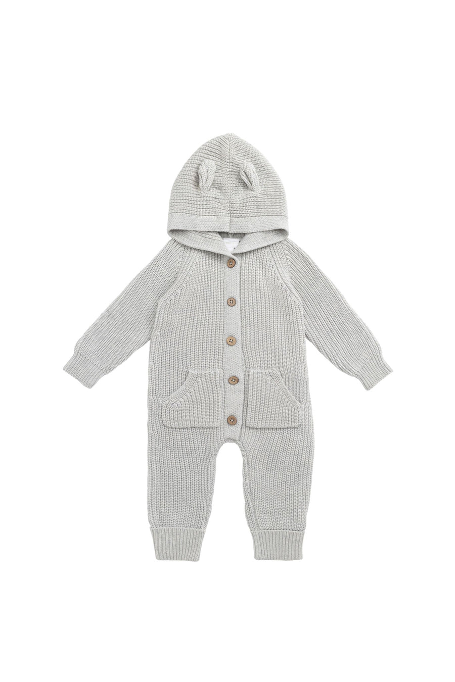 Bear Knit Onepiece - Light Grey Marle Childrens Onepiece from Jamie Kay NZ