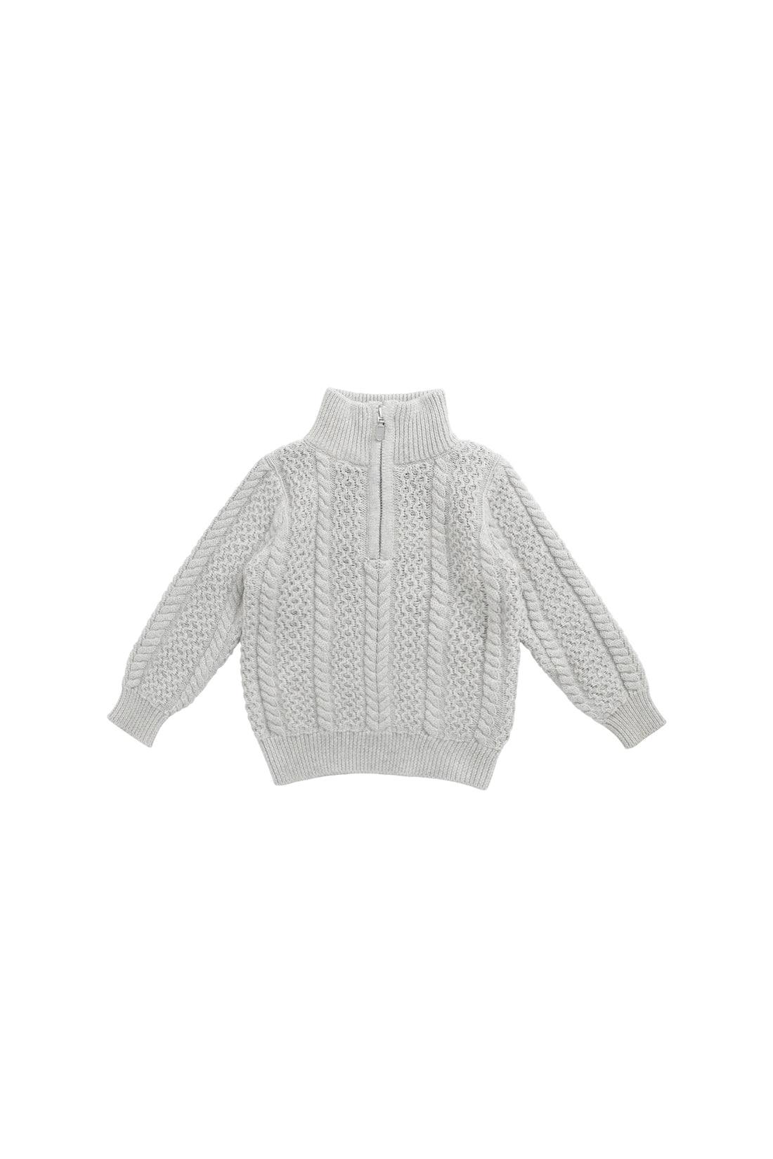 Clyde Half Zip Jumper - Light Grey Marle Childrens Jumper from Jamie Kay NZ