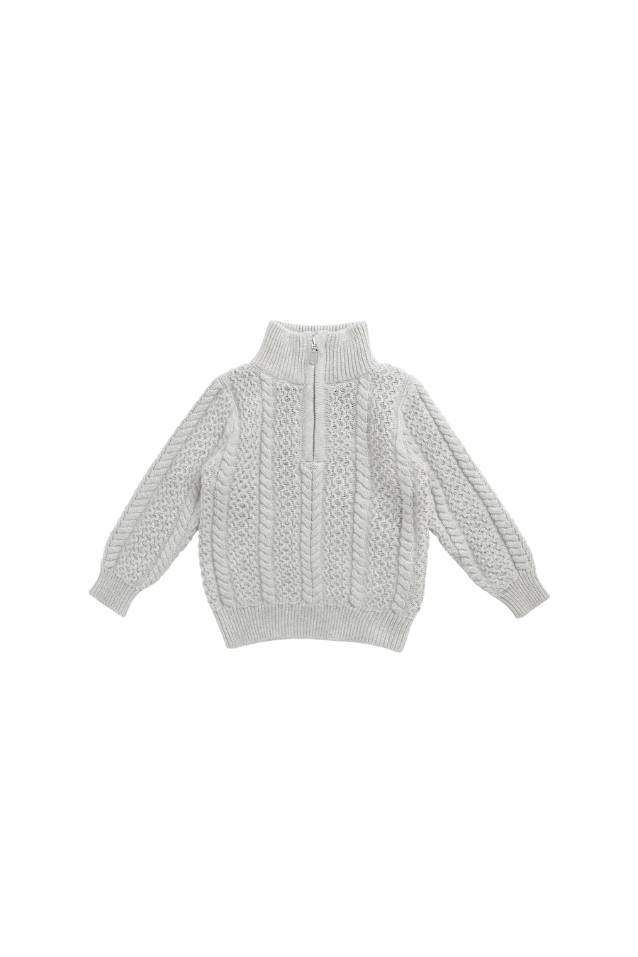 Clyde Half Zip Jumper - Light Grey Marle Childrens Jumper from Jamie Kay NZ