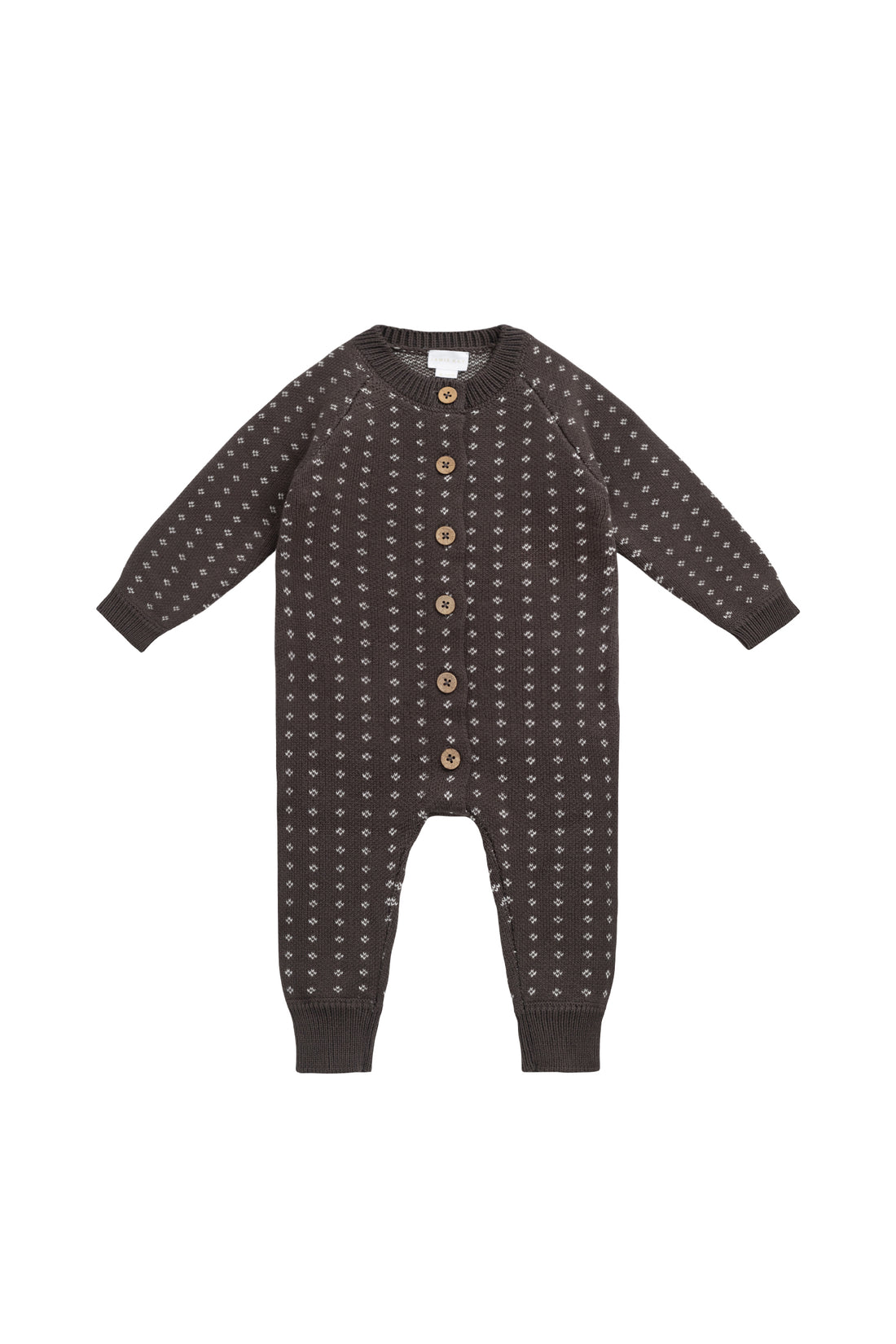 Dorian Onepiece - Knitted Diamonds Coffee Childrens Onepiece from Jamie Kay NZ