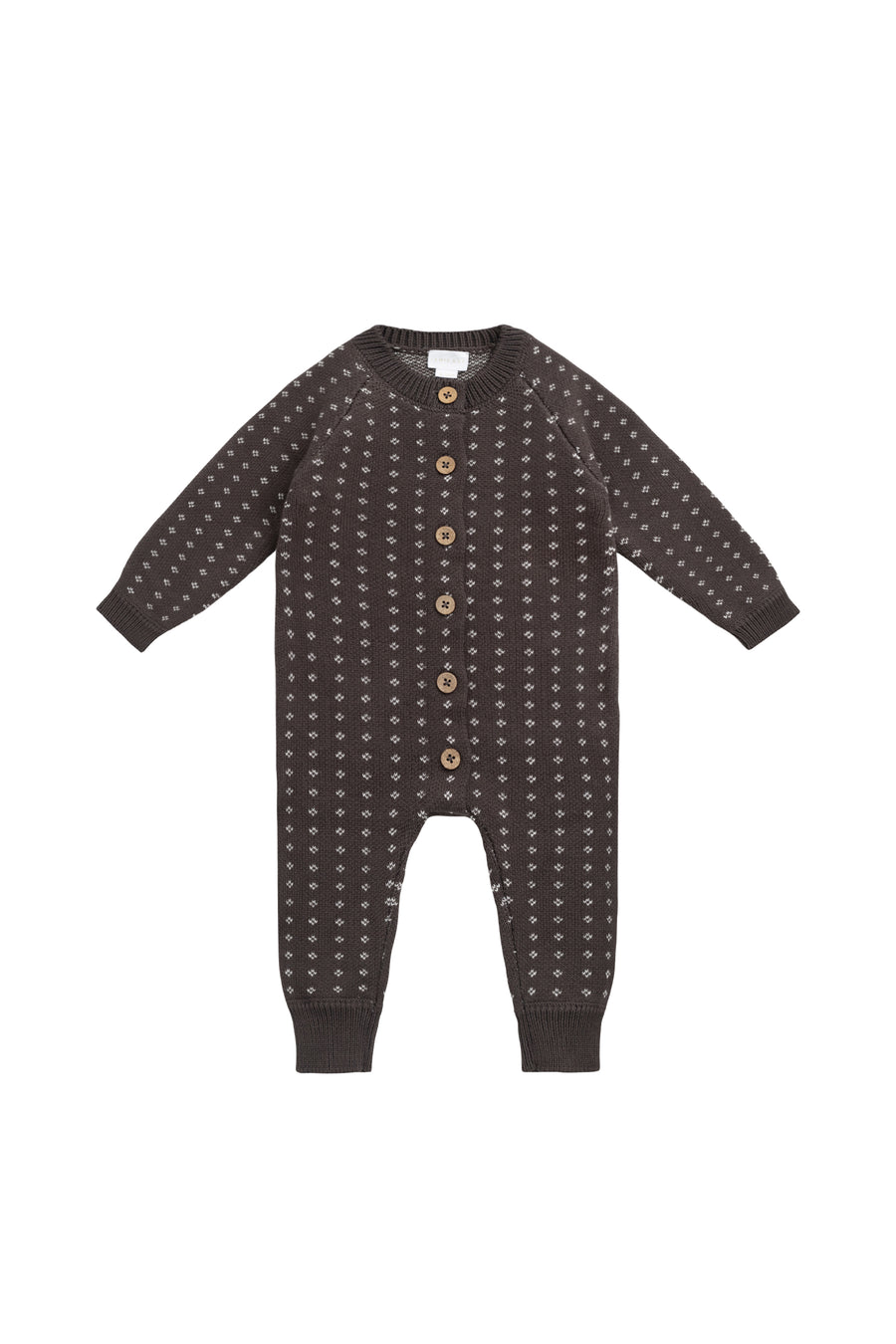 Dorian Onepiece - Knitted Diamonds Coffee Childrens Onepiece from Jamie Kay NZ