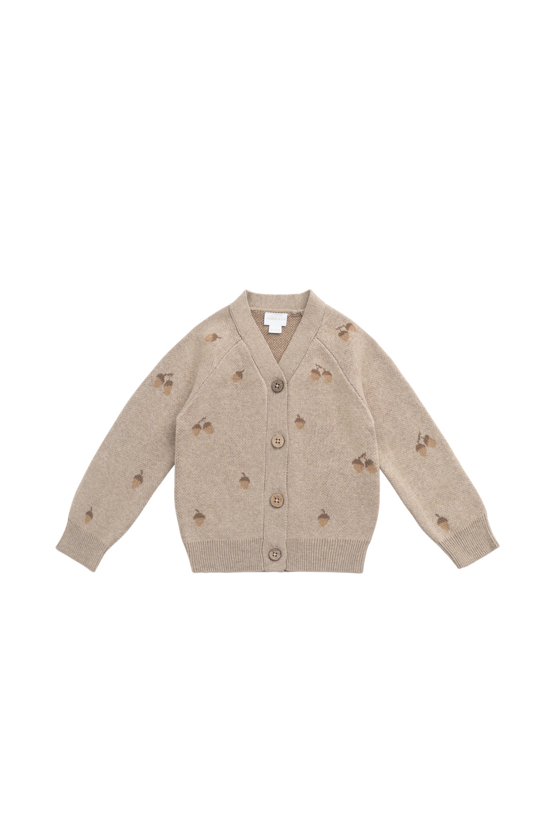 Easton Cardigan - Forest Acorns Cashew Marle Childrens Cardigan from Jamie Kay NZ