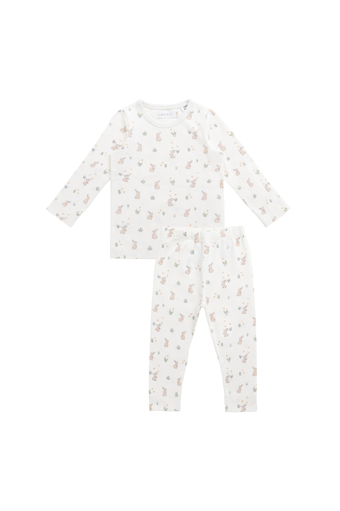 Organic Cotton Baker Long Sleeve Pyjama Set - Lapin Jardin Crisp Childrens Pyjama from Jamie Kay NZ