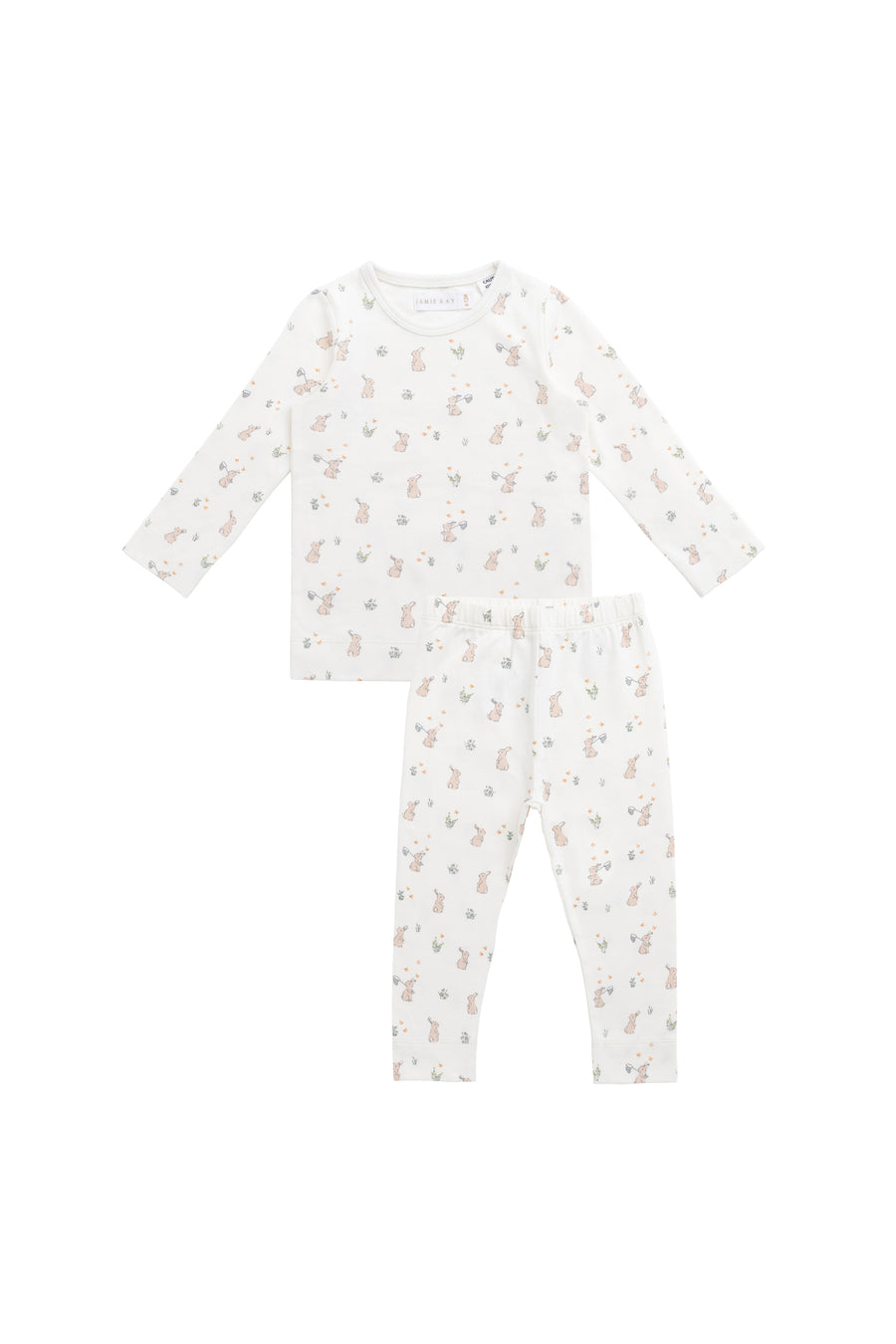 Organic Cotton Baker Long Sleeve Pyjama Set - Lapin Jardin Crisp Childrens Pyjama from Jamie Kay NZ