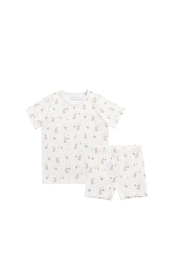 Organic Cotton Baker Short Sleeve Pyjama Set - Lapin Jardin Crisp Childrens Pyjama from Jamie Kay NZ