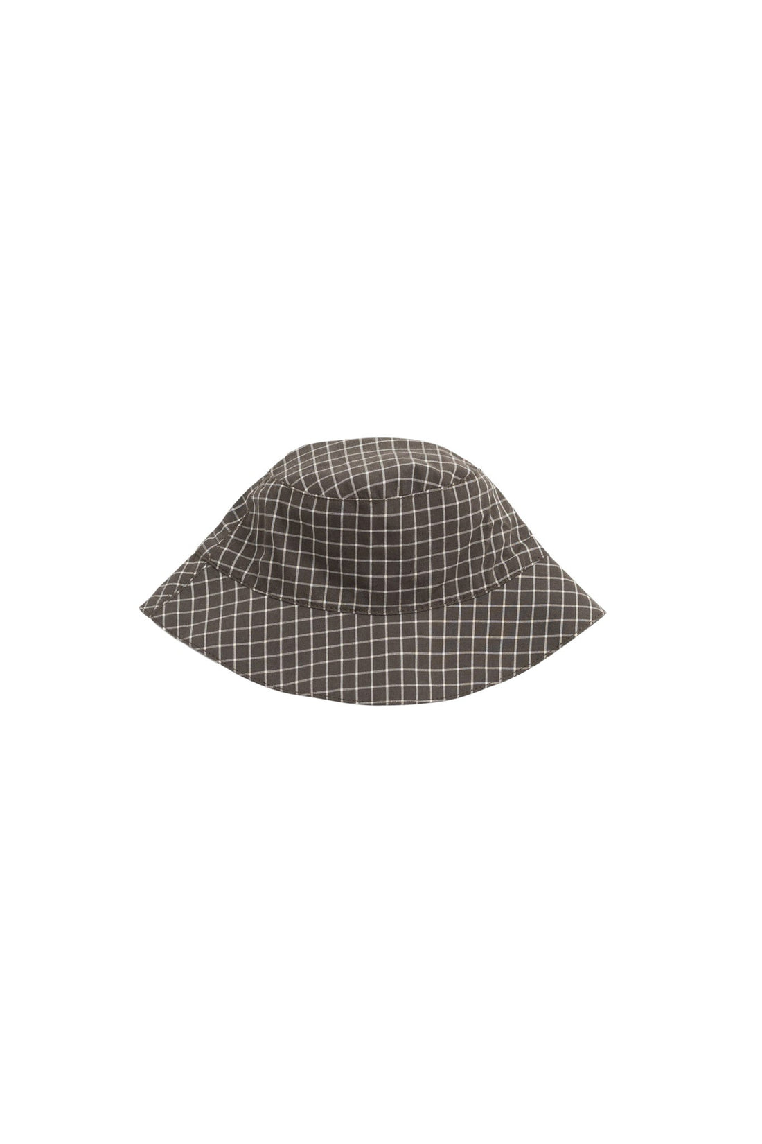 Organic Cotton Bucket Hat - Coffee Grid Childrens Hat from Jamie Kay NZ