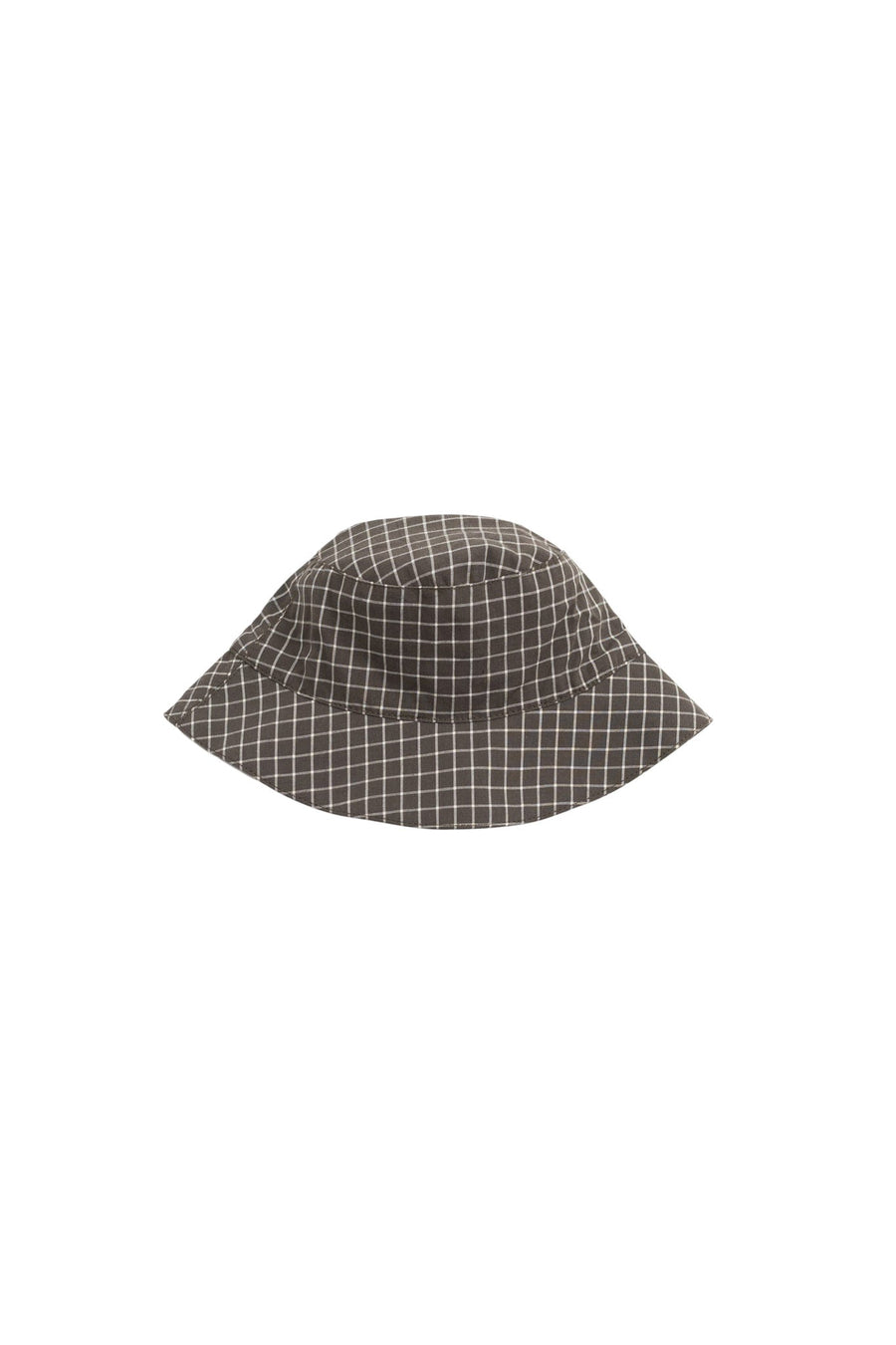 Organic Cotton Bucket Hat - Coffee Grid Childrens Hat from Jamie Kay NZ