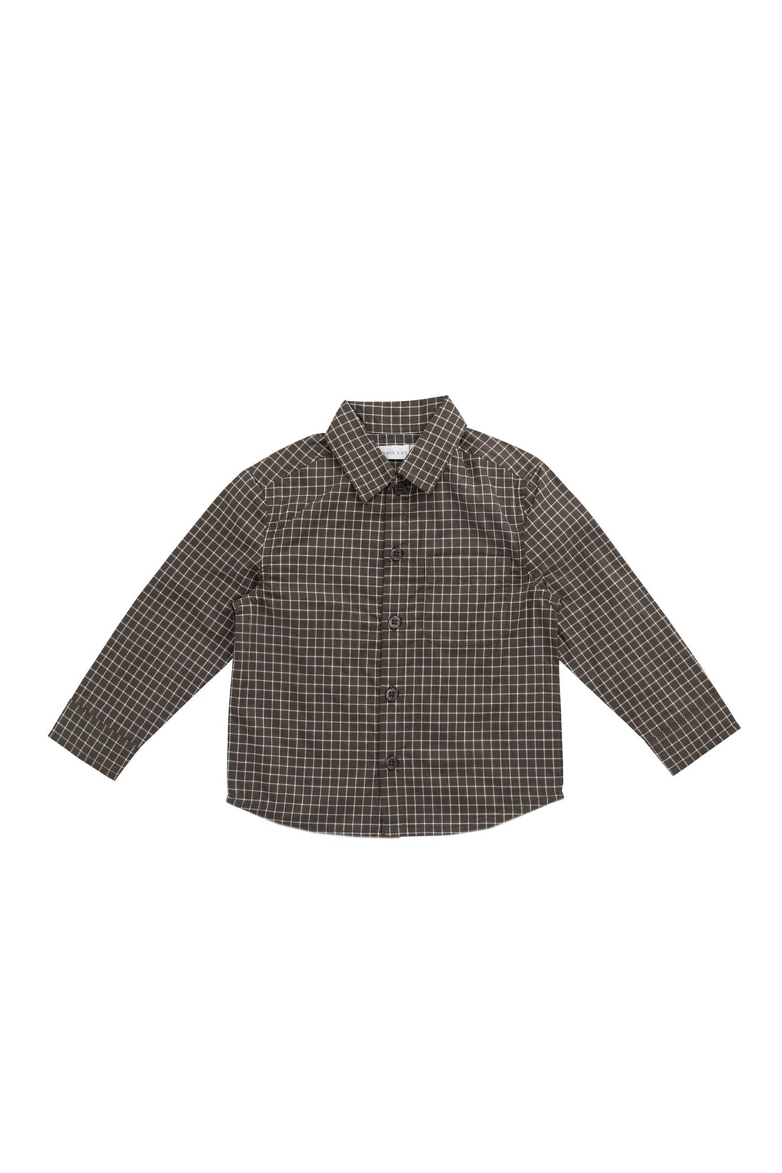 Organic Cotton Isaiah Shirt - Coffee Grid Childrens Shirt from Jamie Kay NZ