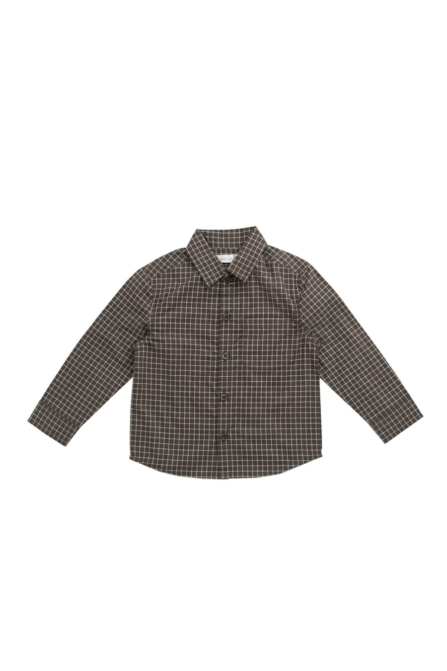 Organic Cotton Isaiah Shirt - Coffee Grid Childrens Shirt from Jamie Kay NZ