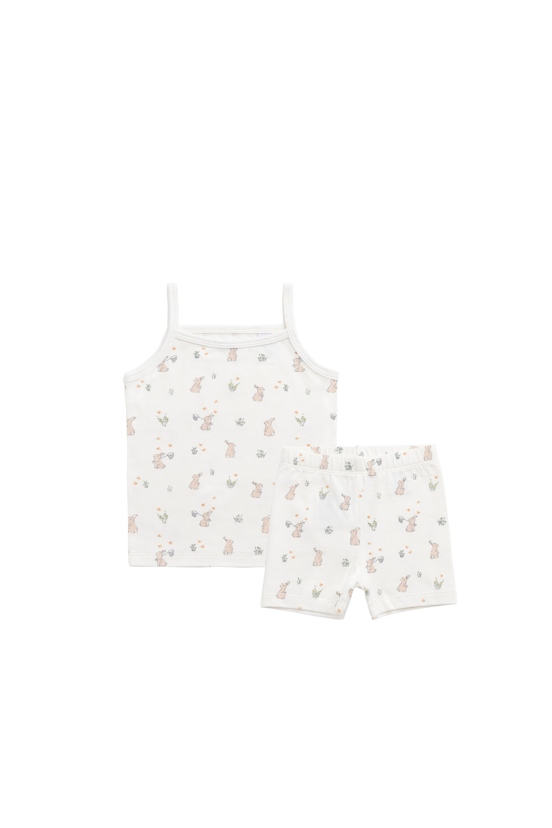 Organic Cotton Jolie Singlet Pyjama Set - Lapin Jardin Crisp Childrens Pyjama from Jamie Kay NZ