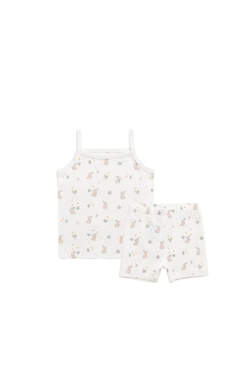 Organic Cotton Jolie Singlet Pyjama Set - Lapin Jardin Crisp Childrens Pyjama from Jamie Kay NZ